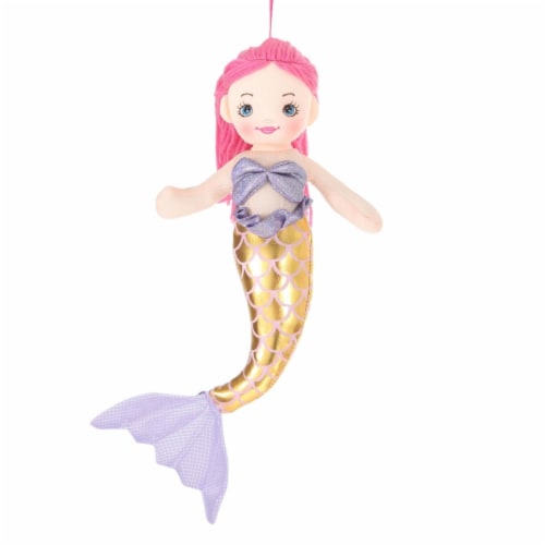 Giftable World MM02 12 in. Plush Haired Mermaid Doll - Pink Perspective: front