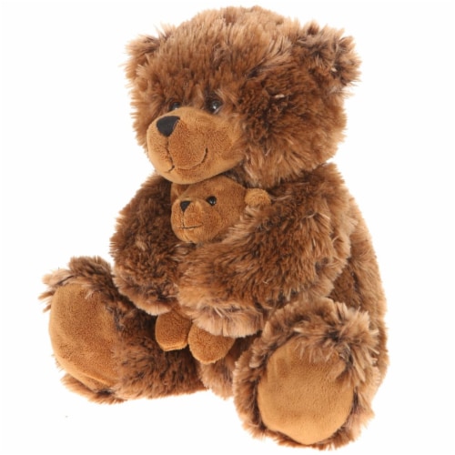 Giftable World A01065 14 in. Plush Shaggy Bear with Baby - Brown Perspective: front