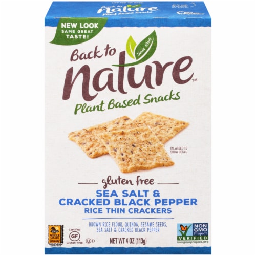 Back Nature Sea Salt & Cracked Pepper Rice Thin Crackers, 4 oz - Baker's