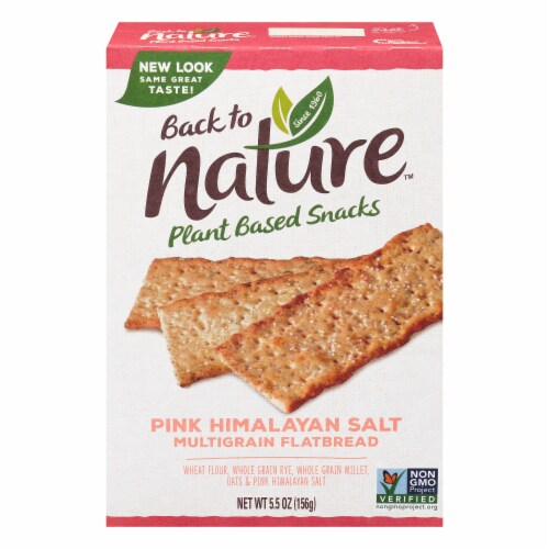 Back to Nature Pink Himalayan Salt Multi Grain Flat Bread Crackers Box Perspective: front