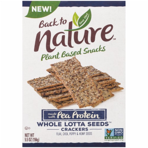 Back to Nature Pea Protein Whole Lotta Seeds Crackers Perspective: front