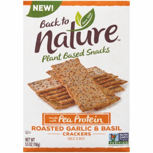 Back to Nature Roasted Garlic & Basil Crackers Perspective: front