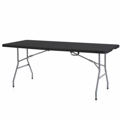 Plastic Development Group 6 Foot Indoor or Outdoor Folding Banquet Table, Black Perspective: front