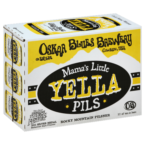 Oskar Blues Brewery Mama's Little Yella Pills Perspective: front