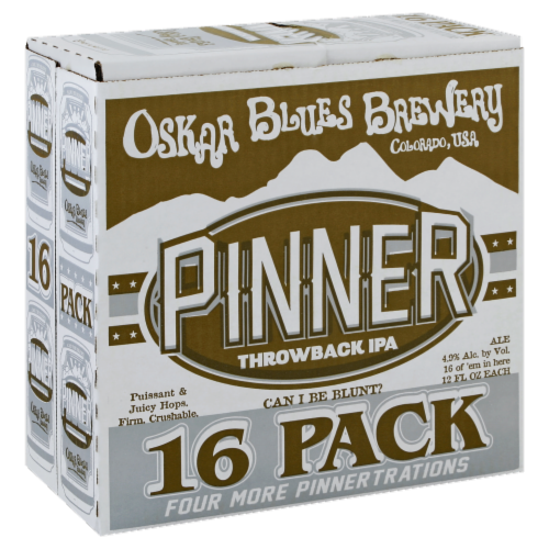 Oskar Blues Brewery Pinnery Throwback IPA Beer Perspective: front