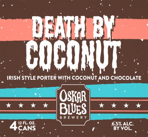 Oskar Blues Brewery Death By Coconut Irish Style Porter Perspective: front