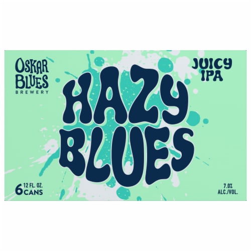 Oskar Blues Hazy Blues IPA Beer Perspective: front