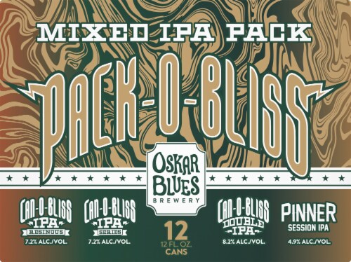 Oskar Blues Brewery Pack-O-Bliss Mixed IPA Pack Perspective: front