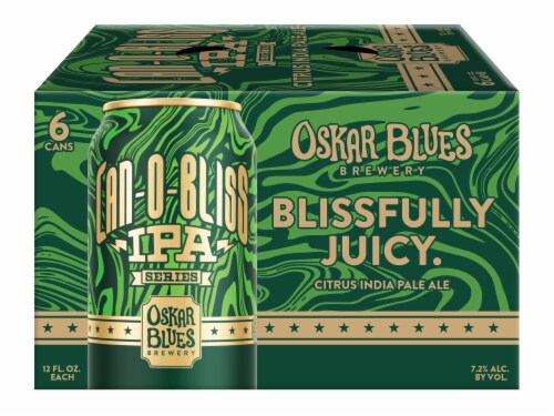 Oskar Blues Brewery Blissfully Juicy Citrus IPA Perspective: front