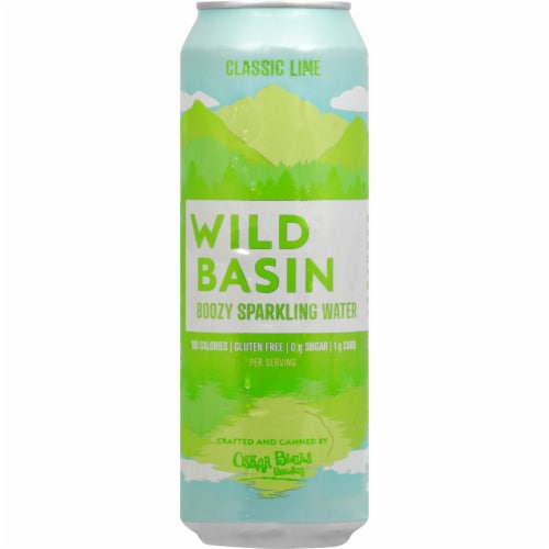Oskar Blues Brewery Wild Basin Classic Lime Boozy Sparkling Water Hard Seltzer Perspective: front