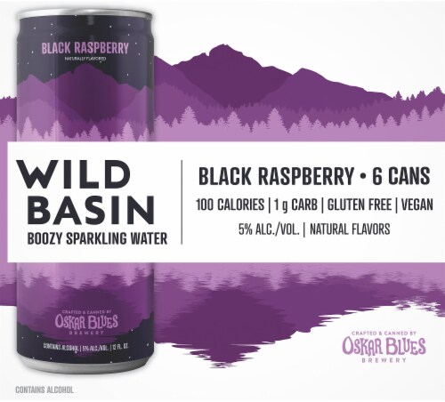 Oskar Blues Brewery Wild Basin Black Raspberry Boozy Sparkling Water Perspective: front