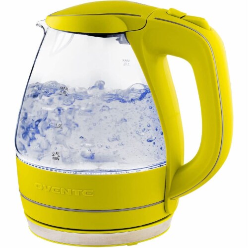 Ovente Glass Electric Kettle with LED Light and Auto Shut off Green 1.5L 1.5 L Harris Teeter