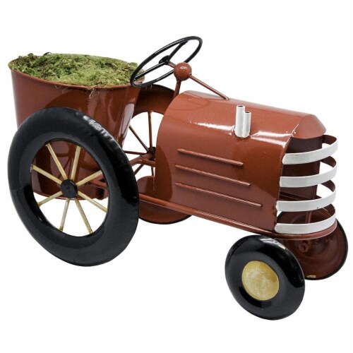 Alpine Corp LYT272RD Metal Tractor Planter, Red Perspective: front