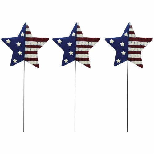 Alpine 24 In. Metal American Flag Garden Stake Lawn Ornament QEL152 Pack of 18 Perspective: front