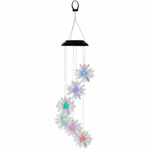 Alpine 28 In. Solar Color Changing Flower Mobile QLP840SLR-CC Perspective: front