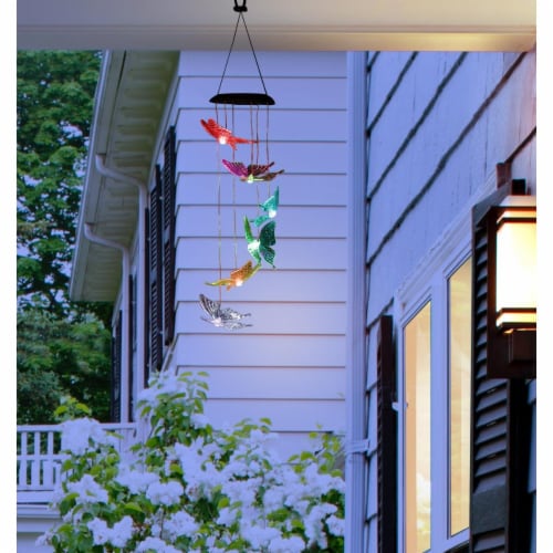 Alpine Corp  QLP842SLR-CC Solar Butterfly Wind Chime with LED Light Perspective: front