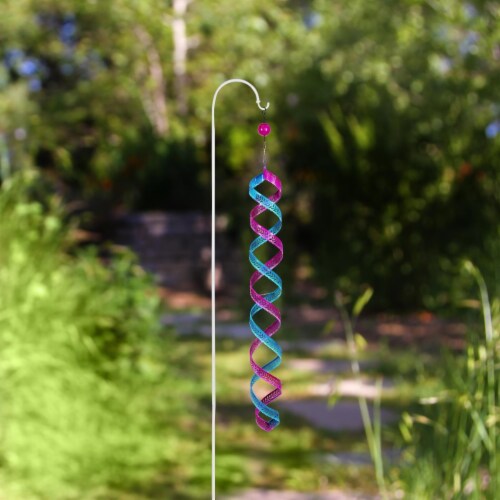 Alpine Corp BVF185 Blue & Purple Hanging Metal Wind Spinner Decor Perspective: front