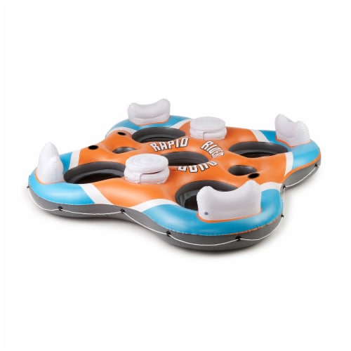 Bestway Hydro-Force Rapid Rider 4 Person Inflatable River Tube Lounger, Orange Perspective: front