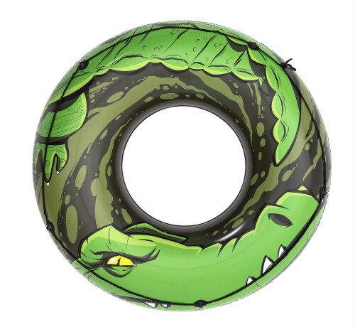 H2OGo!™ River Gator Swim Ring - Green/Black Perspective: front
