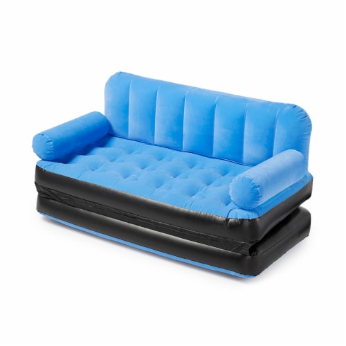 Bestway Multi Max Inflatable Air Couch or Double Bed with AC Air Pump, Blue Perspective: front