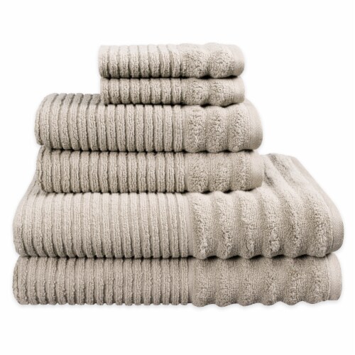LaFlin Chateau Gray Horizonal Ribbed Bath Towel Set Perspective: front