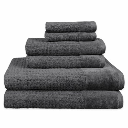 Spa Check Quiet Shade Textured Bath Towel Set Perspective: front