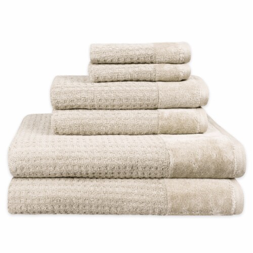 Spa Check Chateau Gray Textured Bath Towel Set Perspective: front