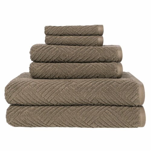 Seymour Textured Basketweave Driftwood Bath Towel Set Perspective: front
