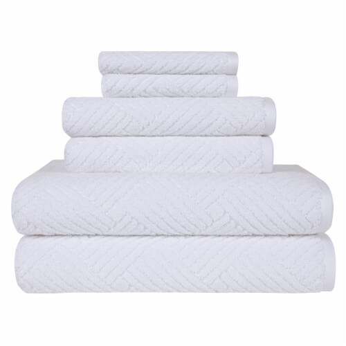 Seymour Textured Basketweave White Bath Towel Set Perspective: front
