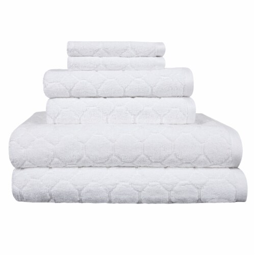 Odessa Jacquard Geo Panes White Bath Towel Set Perspective: front