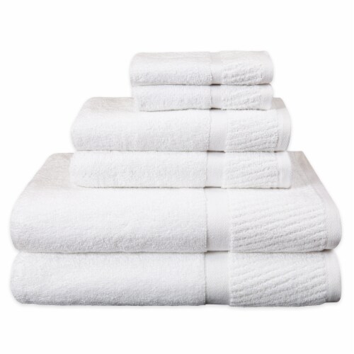 Amadour Textured Cuff White Bath Towel Set Perspective: front