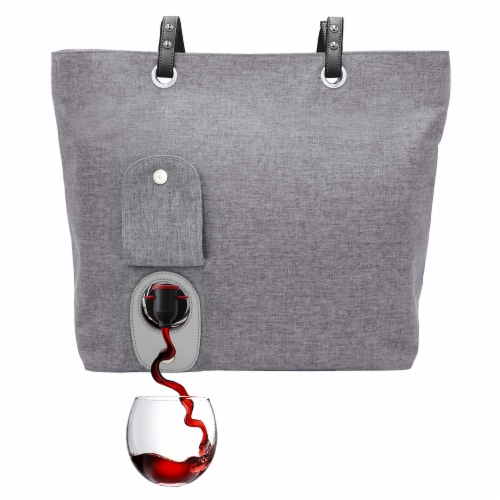 PortoVino Royal City Tote Bag - Canvas Wine Purse w/Hidden Spout