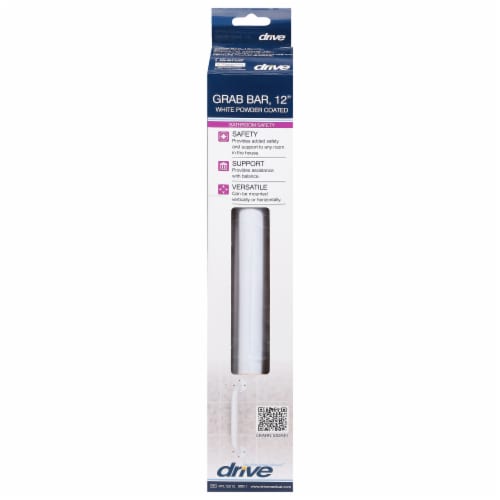 Drive Medical Powder Coated Grab Bar - White Perspective: front