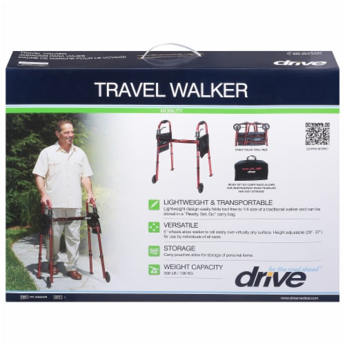 Drive Medical Deluxe Portable Folding Travel Walker Perspective: front