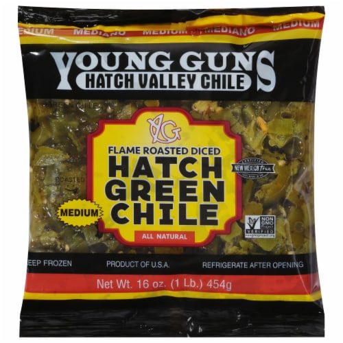 Young Guns Produce Medium Hot Hatch Green Chile Perspective: front