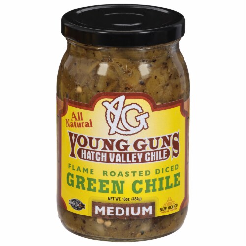 Young Guns Hatch Valley Flame Roasted Medium Diced Green Chile Perspective: front
