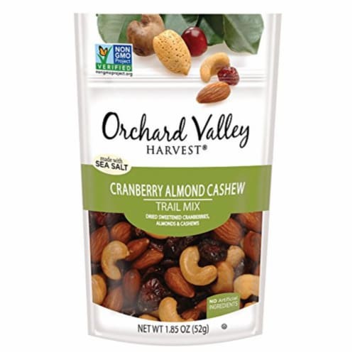 Orchard Valley Harvest Cranberry Cashew Trail Mix - Almond - Case of 14 - 1.85 oz. Perspective: front