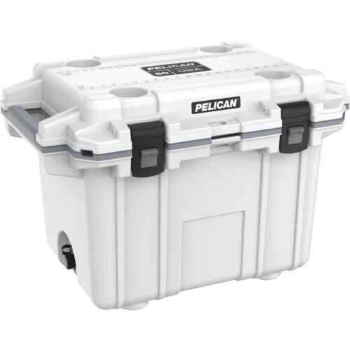 Pelican Marine Chest Cooler,Hard Sided,50.0 qt.  50Q-1-WHTGRY Perspective: front