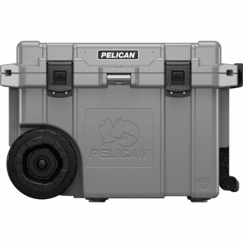 Pelican Elite 45 Qt. 2-Wheeled Cooler, Dark Gray 45QW-6-DKGRY Perspective: front
