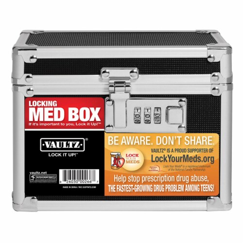 Vaultz Locking Pill Box - Black Perspective: front