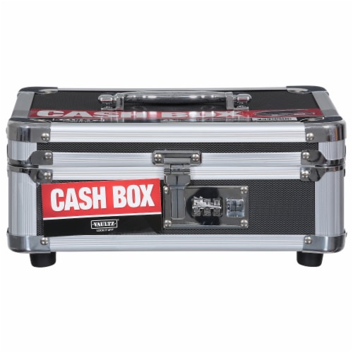 Vaultz Locking Cash Box - Black/Silver Perspective: front