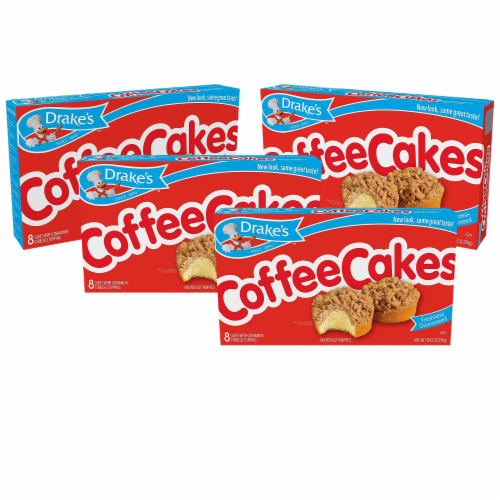 Drake's Coffee Cakes, 4 boxes, 32 Individually Wrapped Breakfast Pastries, Cinnamon Perspective: front