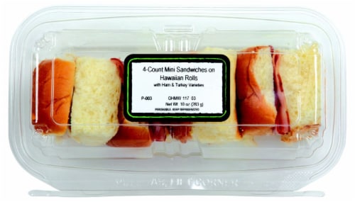 Mini Sandwiches on Hawaiian Rolls with Ham & Turkey Varieties Perspective: front