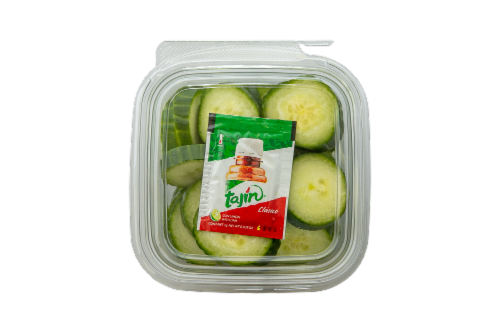 Sliced Cucumbers with Tajin Perspective: front