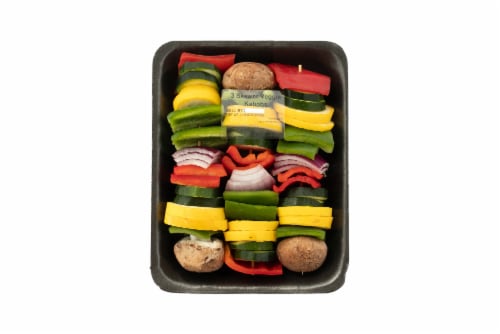 Fresh Cut Vegetable Kabob Skewers Perspective: front