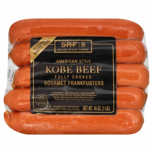 Snake River Farms American Style Kobe Beef Gourmet Frankfurters Perspective: front