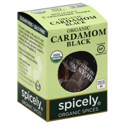 Spicely Organics Black Cardamom Perspective: front