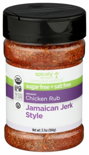 Spicely Organics Jamacian Jerk Style Chicken Rub Perspective: front