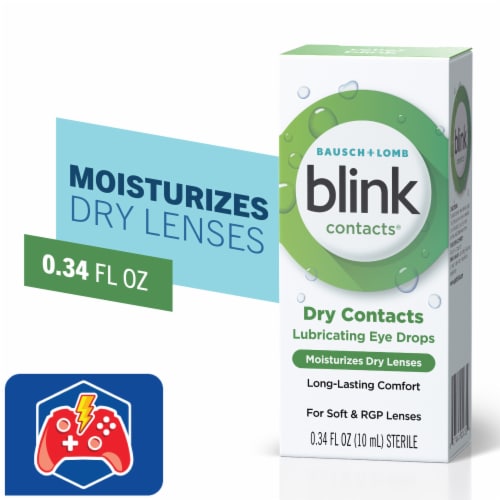 Blink Contacts Lubricating Moisturizing Eye Drops for Soft & RGP Contact Lenses Perspective: front