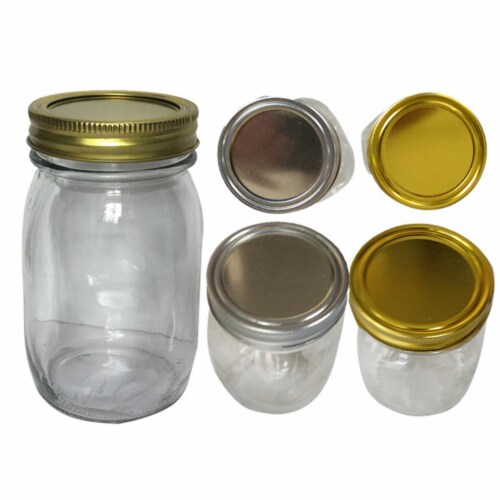 Familymaid 15722 500 ml Canning Gold & Silver Mason Jar - Pack of 24 Perspective: front